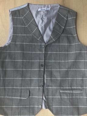 Men's Gray Windowpane Dress Vest